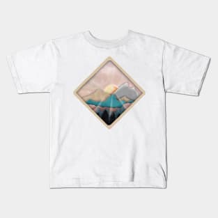 View From the Window - Mountains Papercut // Digital Art Kids T-Shirt